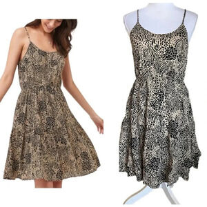 Vero Moda Animal Print Glory Singlet Tiered Dress in Travertine Size S